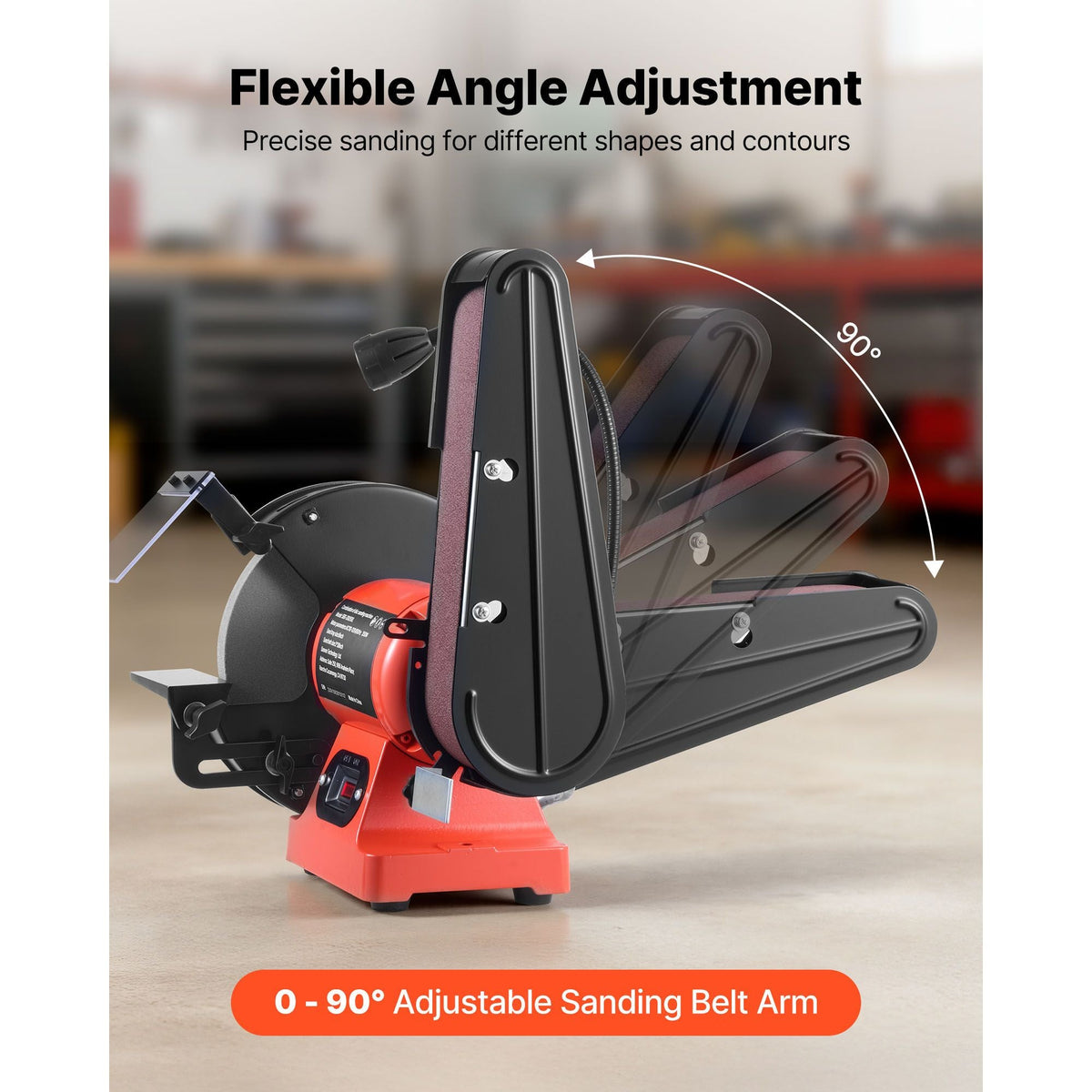 8" Bench Grinder & 2" x 28" Belt Sander Combo, 350W Professional Grinding Sanding Machine with LED Work Light & Protective Eye Shield for Metalworking, Woodworking, Knife Sharpening