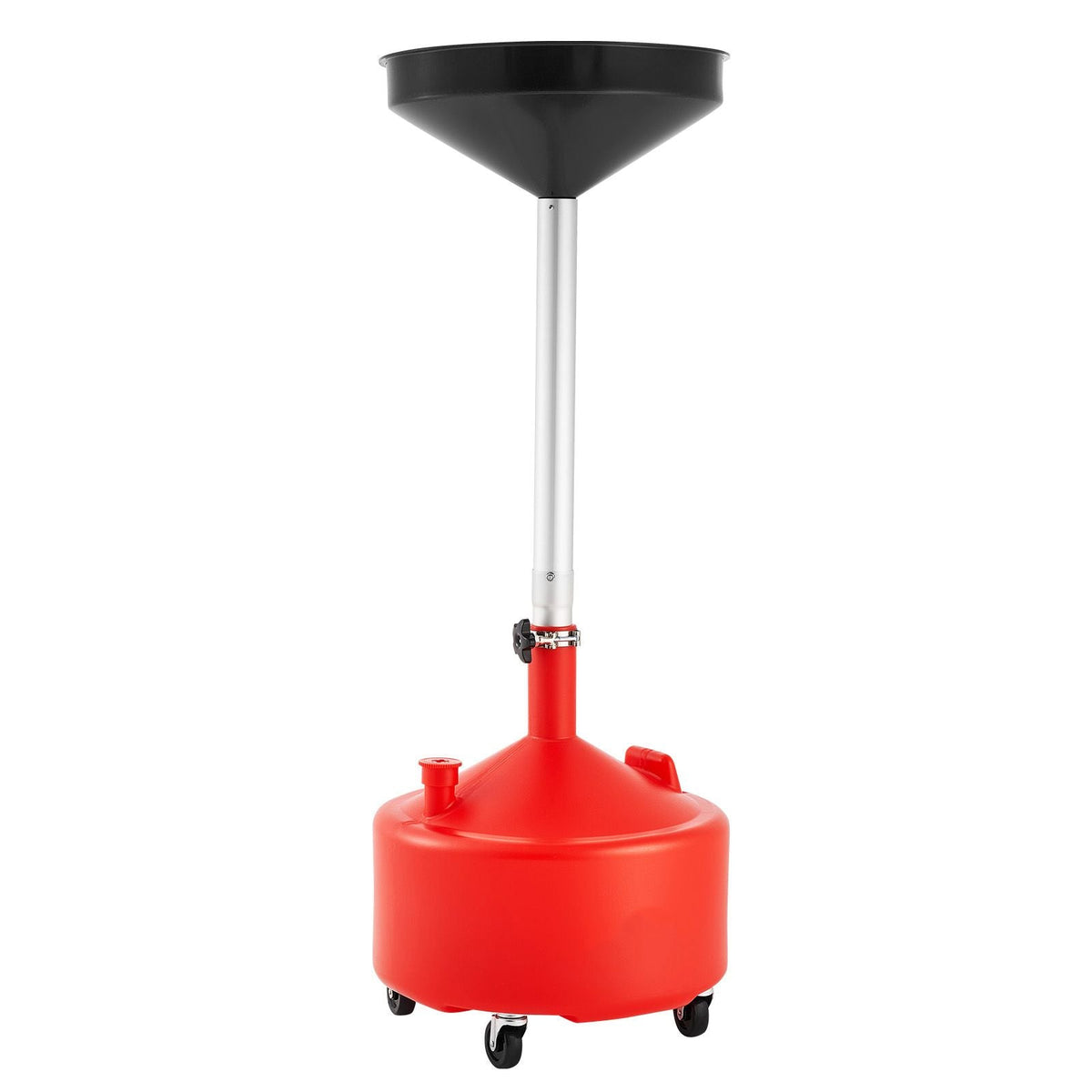 8 Gallon Waste Oil Drain Tank, Industrial Fluid Drain Tank with Adjustable Funnel Height, Portable Oil Drainer with Wheels, Fluid Fuel Transfer Drainage for Auto Repair Shops, Garages, Red