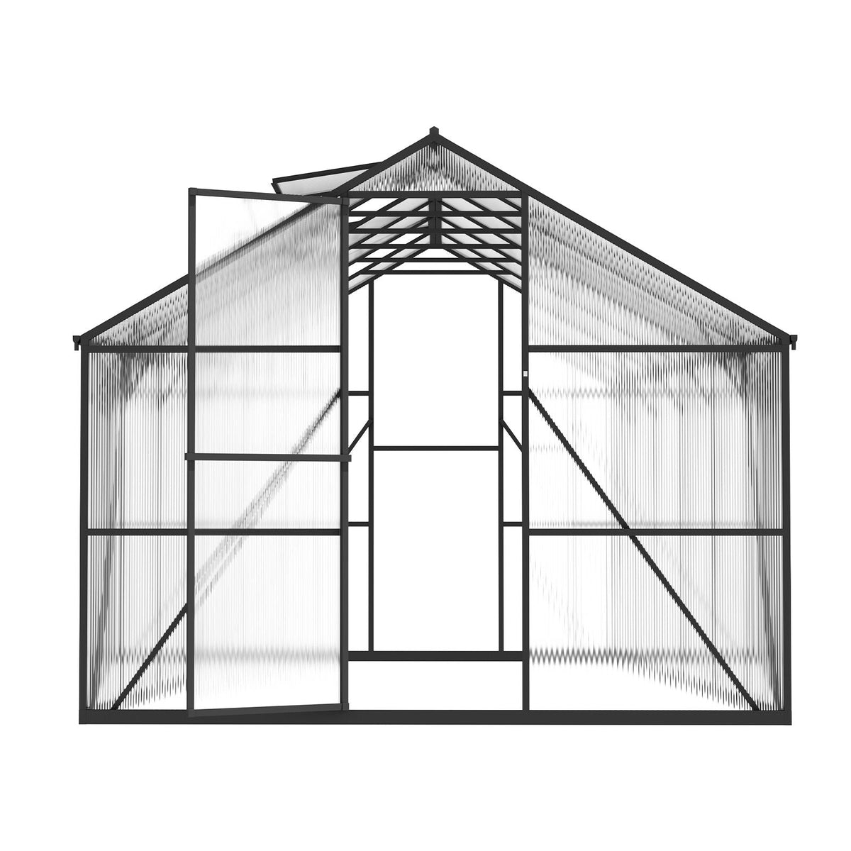 8 x 12 FT Polycarbonate Greenhouse, Heavy Duty Outdoor Green House with Adjustable Vent & Push-Pull Lockable Door, Quick Setup, Aluminum Frame Walk-in Greenhouse Sunroom for Outside Garden Lawn