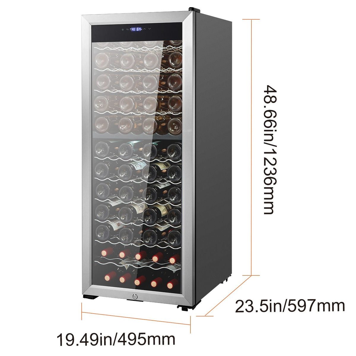 80-Bottle Wine Cooler, Dual Zone & Dual Temperature Wine Fridge, Freestanding Refrigerator with Circulating Air-cooling and Digital Control, Mirrored Glass Door with UV Protection, for Home Bar