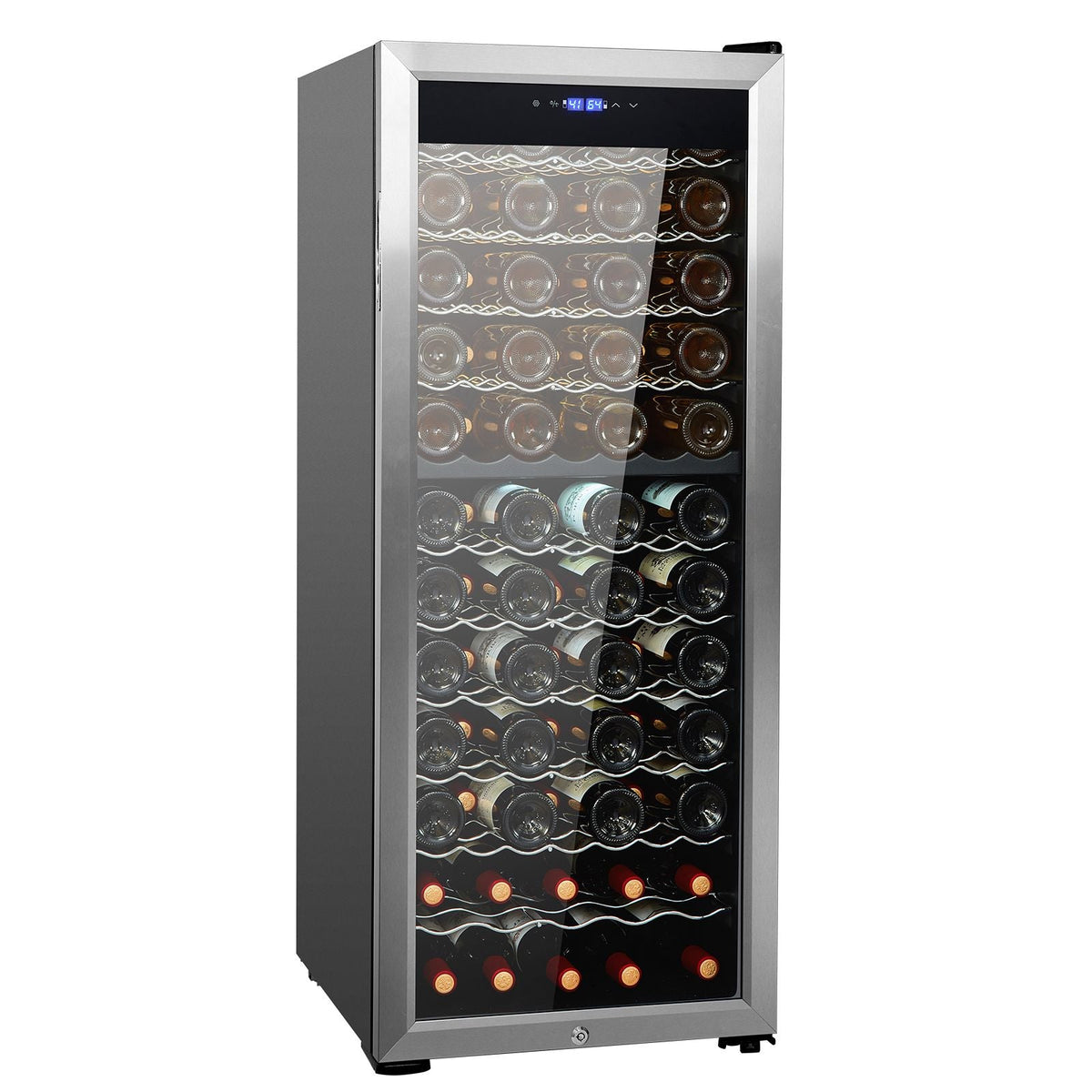 80-Bottle Wine Cooler, Dual Zone & Dual Temperature Wine Fridge, Freestanding Refrigerator with Circulating Air-cooling and Digital Control, Mirrored Glass Door with UV Protection, for Home Bar