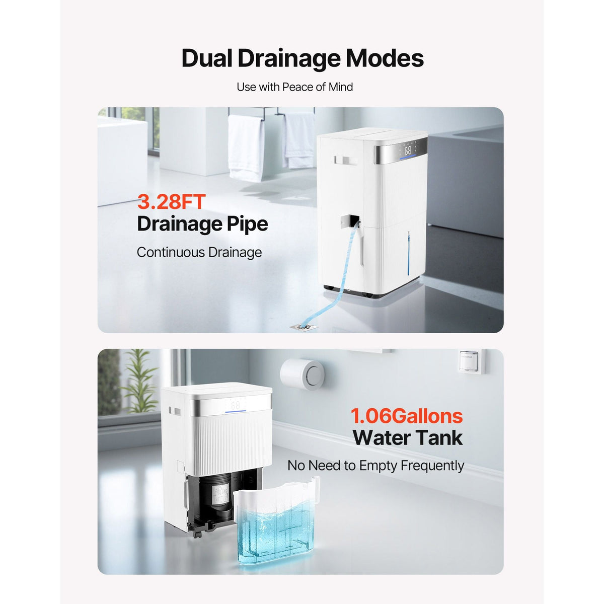 80 Pints Dehumidifier for Home & Basement, Drain Hose for Commercial & Industrial Use, Smart Humidity Control, Low Noise for Large Rooms, Warehouses, Bedrooms & Storage, Large Coverage,White