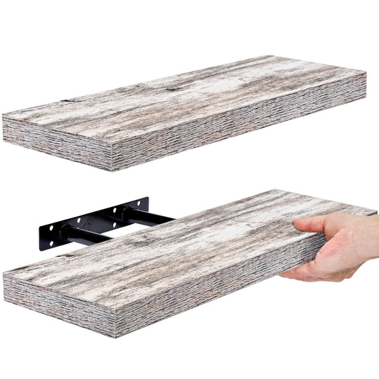 Sorbus Floating Shelves - 2 Pack 16 Inch Rustic & Blue Wall Shelves for Bedroom, Kitchen, Living Room, Bathroom Shelves, Home Decor, Office - Floating Shelf for Trophy, Books, Frames, Toilet Paper