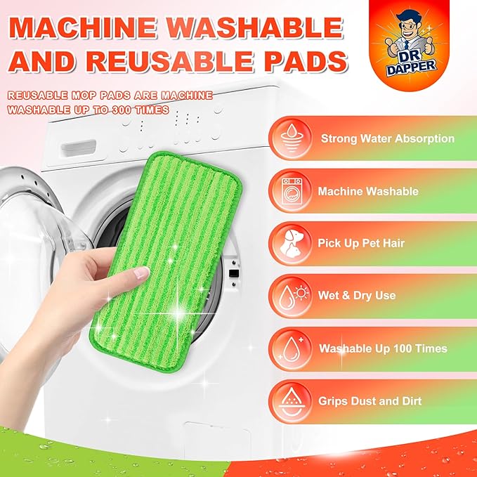 6 Pack Reusable Mop Pads for WetJet Wet Pads Refills for Wet Jet Spray Mop, Microfiber Mop Refill Pads Machine Washable Up to 100+ Wet Dry Cleaning for All Kinds of Floor Types