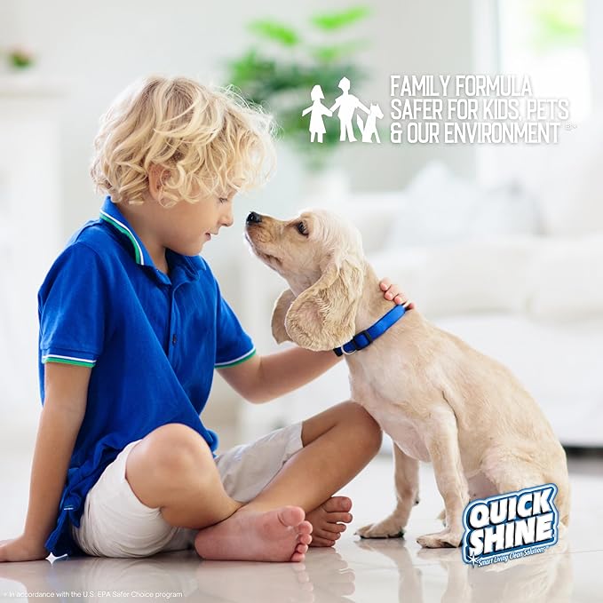 Quick Shine Hardwood Floor Cleaner 27oz, 6Pk| Use in Spray & Vac Mops| Removes Dirt & Scuff Marks| Ready-to-Use, Streak Free, No Rinse| Safer Choice Cleaner| Perfect for Gentle and Effective Cleaning