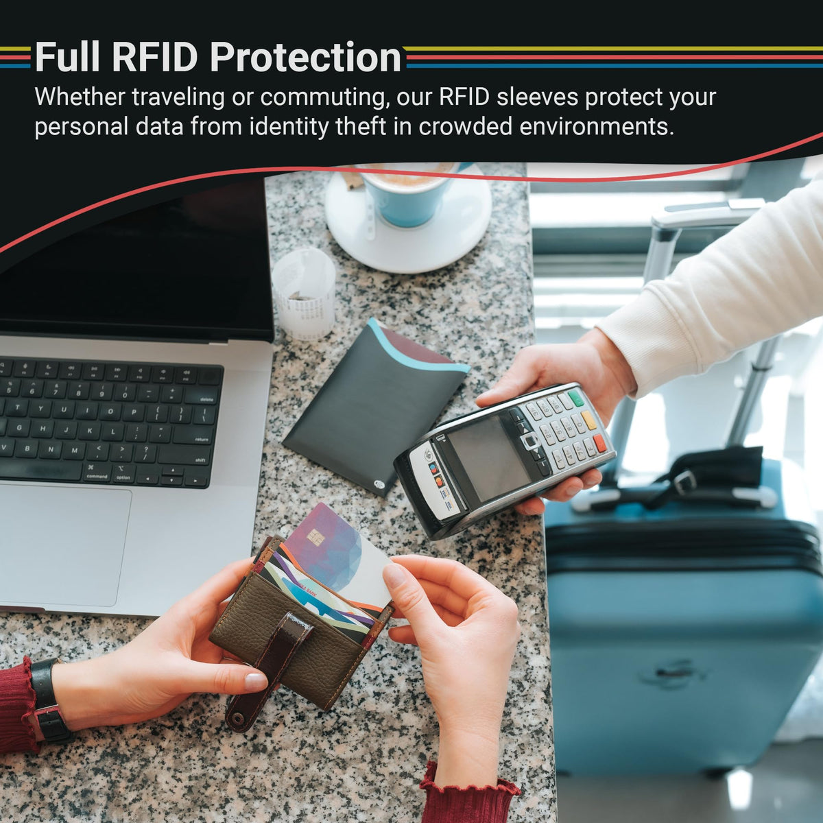 RFID Blocking Credit Card & Passport Sleeves (4 Long Side Credit Card & 2 Passport Protectors) – RFID Blocking Identity Theft Protection, Slim Design – Ideal for Travel and Everyday Use