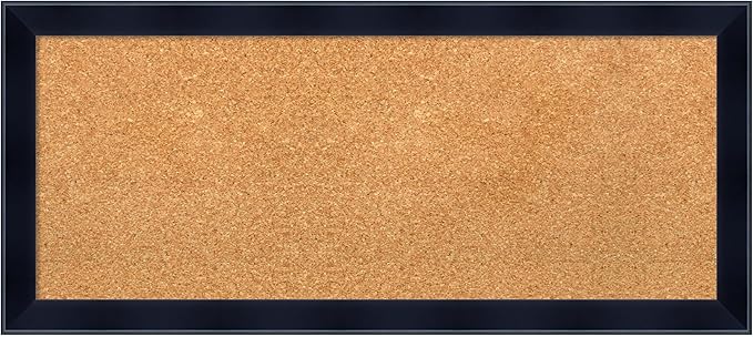 Amanti Art Natural Cork Board for Wall, 14x32 Vision Board with Black Wood Frame, Medium Corkboard Office Decor for Home Organization, Modern Contemporary Corkboard Pinboard to display items for home