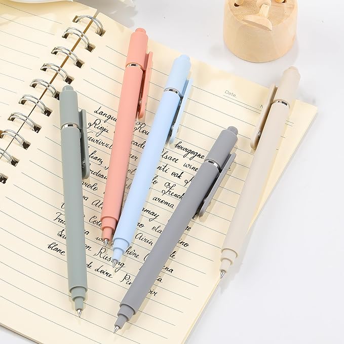 RIANCY Gel Pens, 0.5mm Black Ink Quick Dry Ball Point Pens, Fine Point Smooth Writing Retractable Pens, Cute Aesthetic Gifts Set for Men Women Journaling, Office School Stationery Supplies Pack of 20