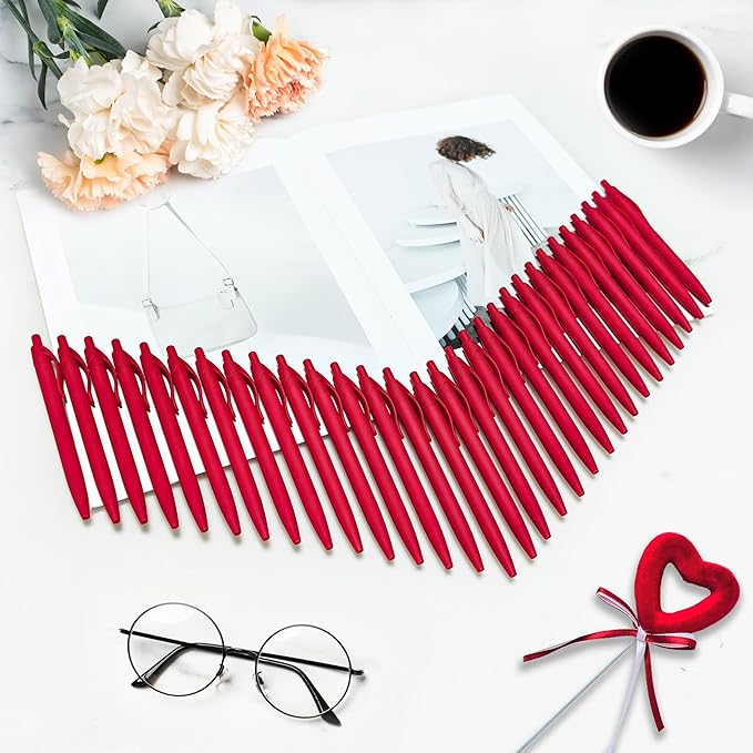 Aozora Pens Bulk,80 Pack Red Click Pens No Bleed,Wholesale Retractable Ballpoint Pens Medium Point,Smooth Ink Pens for Journaling School Office Supplies 1.0MM Red Ink