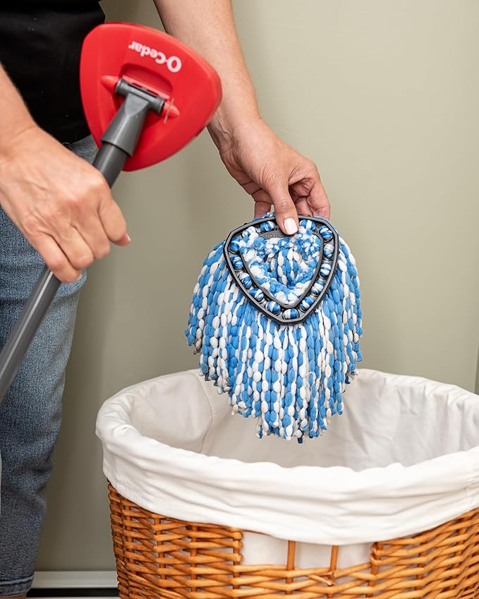 O-Cedar EasyWring RinseClean Microfiber Spin Mop & Bucket Floor Cleaning System with 3 Extra Refills, Plastic, Grey