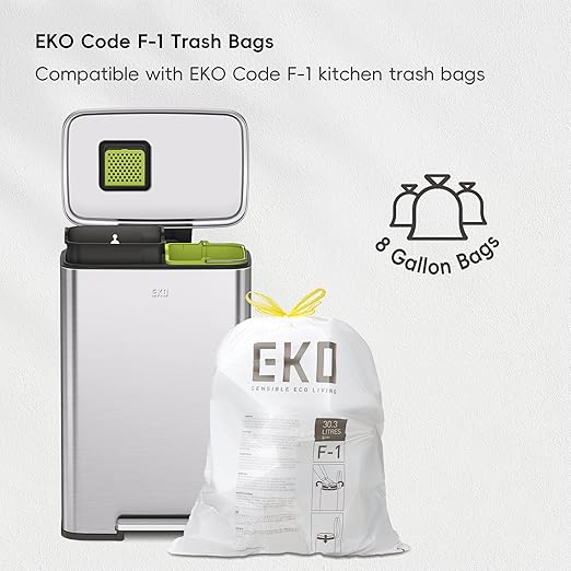 EKO Madison Brushed Stainless 25L+20L Dual Compartment Step Trash Can with Inner Liner, Recycling Bin, Soft-Close Lid, Fingerprint-Resistant Finish, and Durable Stainless Steel for Home and Office