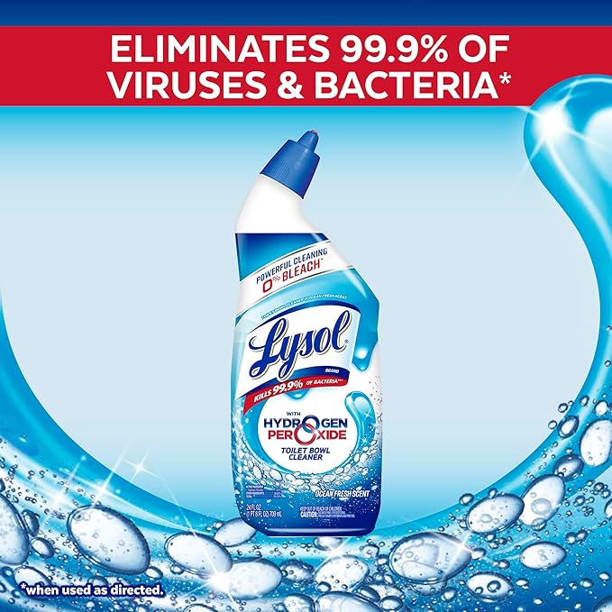 Lysol Toilet Bowl Cleaner Gel, For Cleaning and Disinfecting, Bleach Free, Ocean Fresh Scent, 24oz (Pack of 2)
