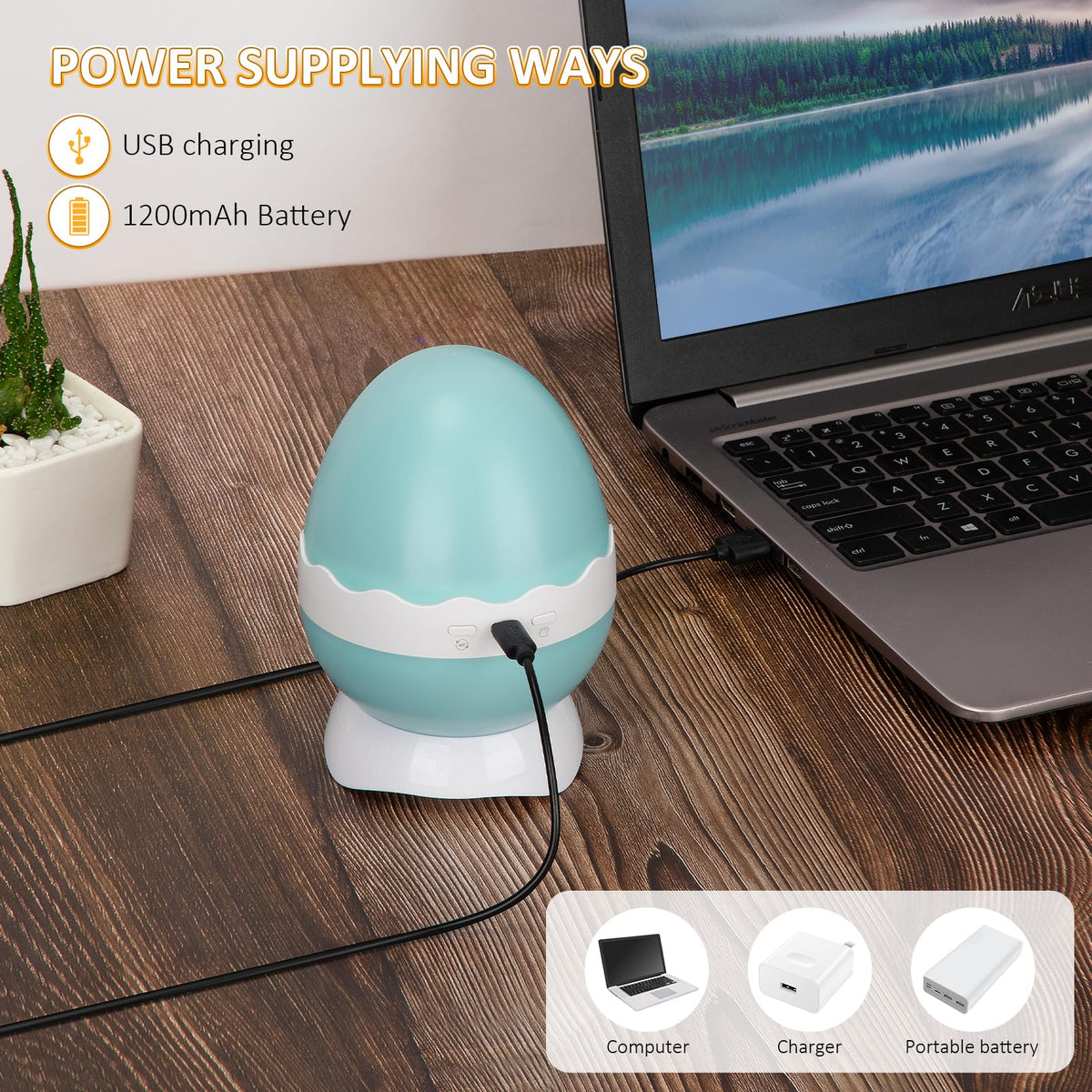 artidoo Night Light for Kids - Star Projector for Bedroom with 2 Theme(Dinosaur & Starry Sky - Night Lamp,4 LED Bulbs 9 Light Color Changing with USB Cable - Dinosaur Egg Design,Unique Gift- Blue.