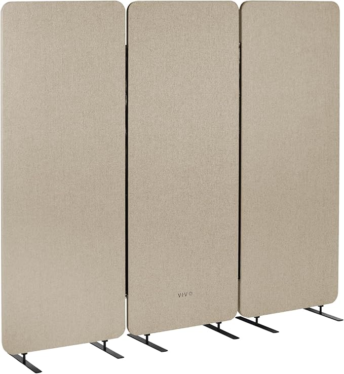 VIVO Freestanding 72 x 66 inch Privacy Panel, Cubicle Divider, Acoustic Wall Partition, x3 24 inch Panels, Beige, PP-3-T072BE