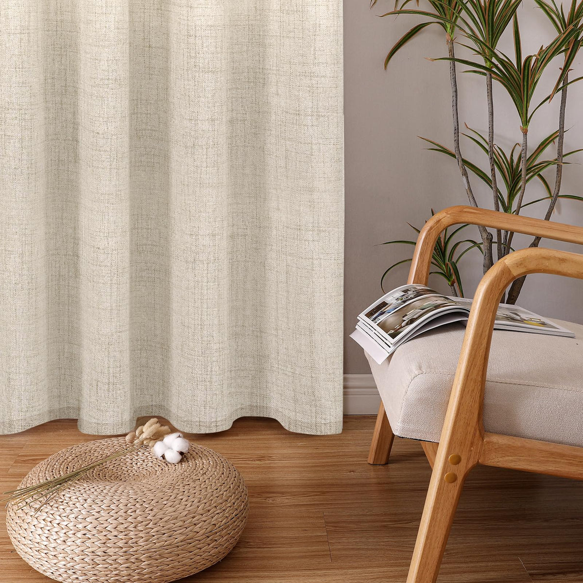 BGment Linen Curtains 63 Inch Length 2 Panels for Living Room - Semi Sheer Drapes Light Filtering Window Treatments with Rod Pocket Back Tab Lightweight for Bedroom, 52 X 63 Inch