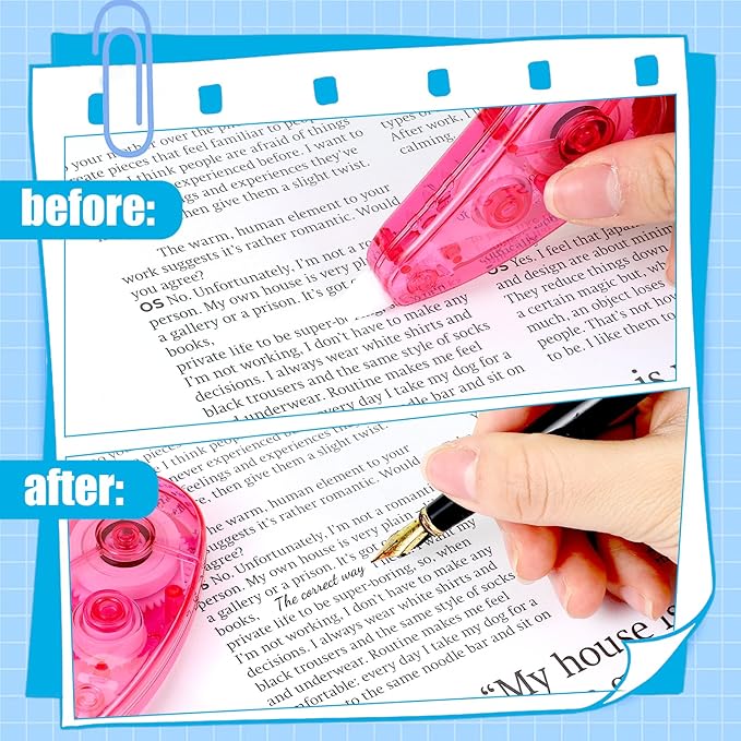 BESARME 12 Pack Correction Tape - Colorful 19.69 Ft Each Correction Tape Roller for Students & Office Supplies