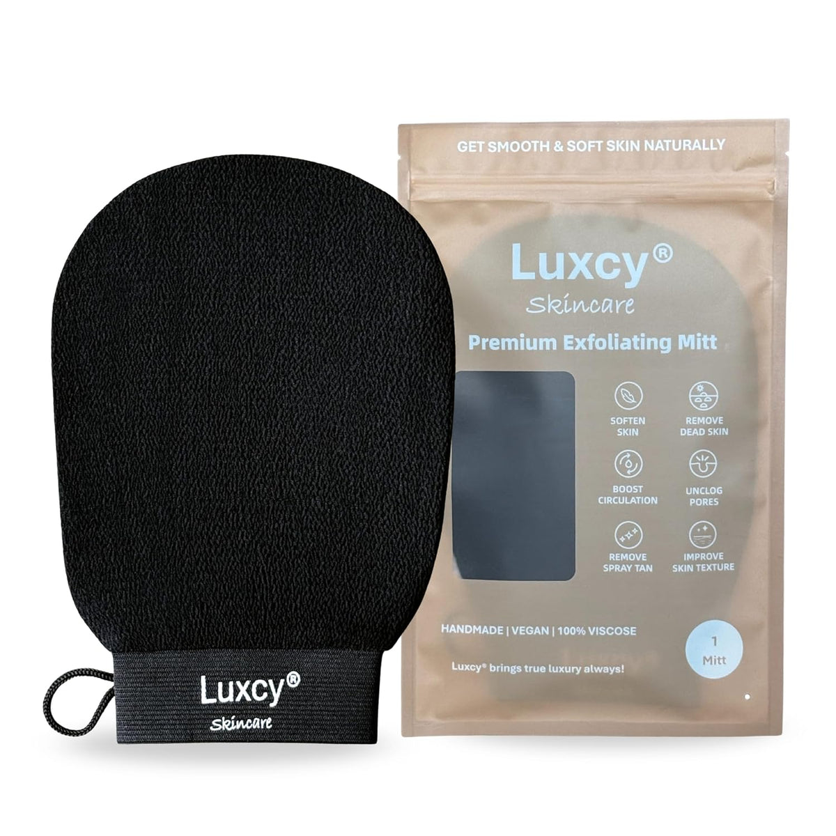 Premium Korean Exfoliating Mitt & Body Scrubber Glove, Viscose Fiber Dead Skin Remover for Smooth, Radiant Skin, Shower Skincare, Keratosis Pilaris Treatment & Self-Tan Prep (1 Pack)