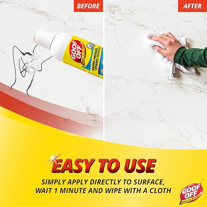 Goof Off Marks, Messes & Stains Remover, 8 fl. oz. Spray, Household Surface Safe, Removes Spots and Stains from Plastics, Fabric, and Clothing, Ideal for Households with Kids