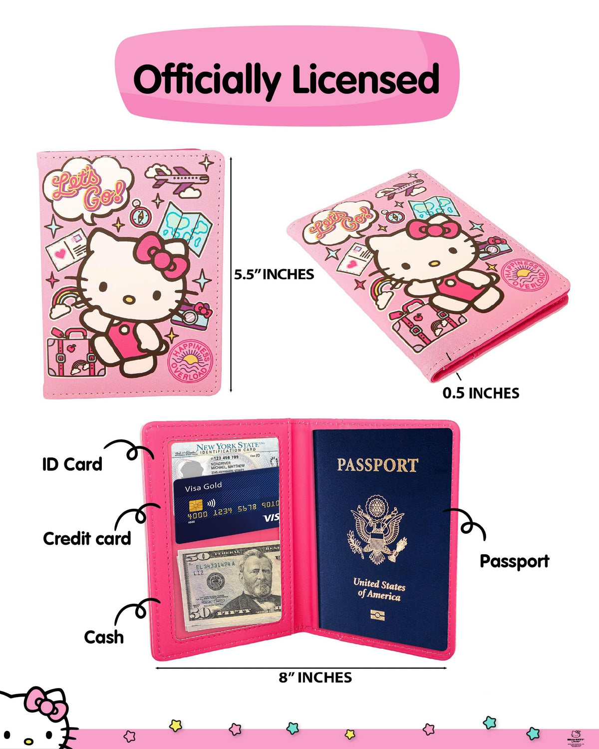 Hello Kitty Passport Holder for Travel Official License, Cute Passport Cover, Sanrio Gifts