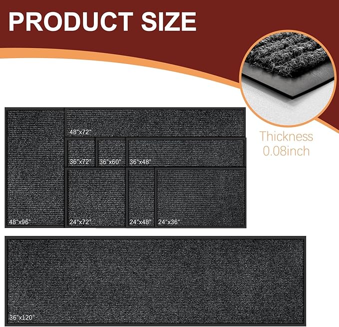 Vicwe Indoor Outdoor Door Mat, 3'x5' Heavy Duty Front Door Mat, Non-Slip Washable Doormats Entrance Mats, Dirt Resistant and Absorbent Doormat, Commercial Outdoor Entrance Floor Mat for Home Office
