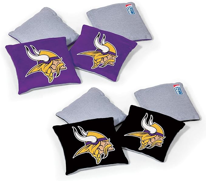 NFL Pro Football Dual Sided Bean Bags by Wild Sports, 8 Count, Premium Toss Bags for Cornhole Set - Great for Tailgates, Outdoors, Backyard