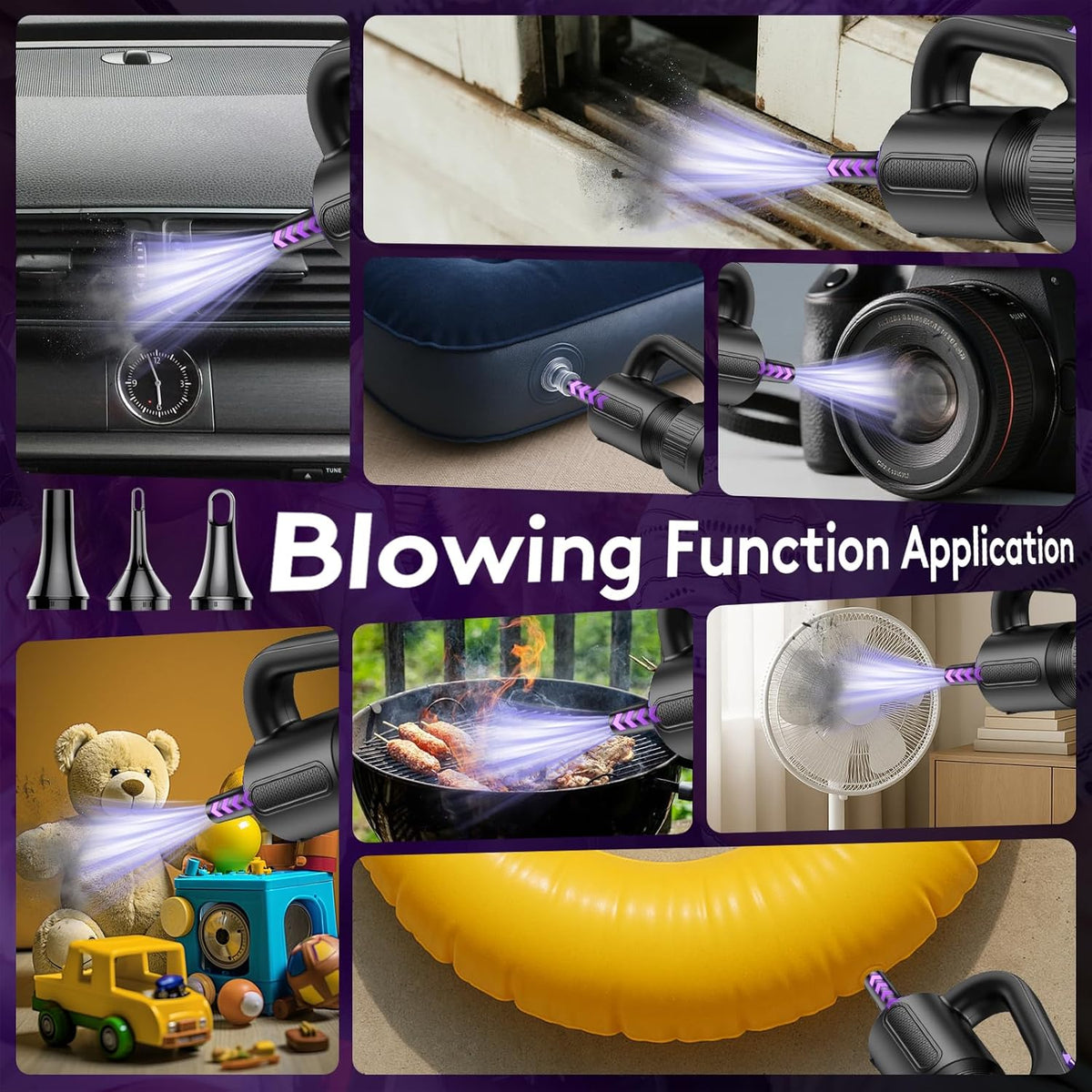 Car Vacuum Portable Cordless, 20000Pa Mini Vacuum Cleaner & Air Duster, 130W Brushless Motor Handheld Vacuum Cordless with LED Light, 7800mAh Battery, Multi-Nozzles for Car, Office, Home, Pet