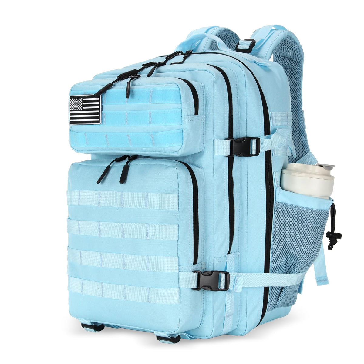 Lovelinks21 25L Tactical Military Backpack Small Travel Backpack for Men and Women Assault Pack Bug Out Bag Molle Daypack Gym Backpack with Bottle Holder (Light Blue)