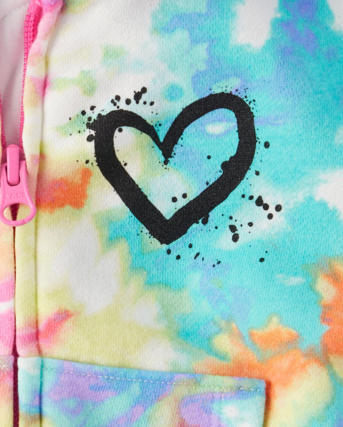 The Children's Place,Girls,Long Sleeve Active Hooded Fleece Full Zip Up,Multicolor Tie Dye,X-Large