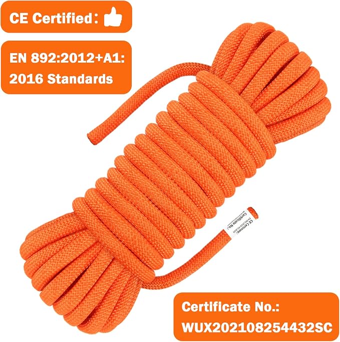 AOLEBA 10.5 mm Static Climbing Rope 10M(32ft) 20M(64ft) 30M(96ft) 50M(160ft) 70M(230ft) Outdoor Rock Climbing Rope, Escape Rope Ice Climbing Equipment Fire Rescue Parachute Rope