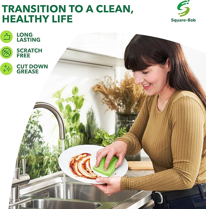 36 Pack Compressed Non-Scratch Kitchen Sponges - Highly Absorbent for Dishes, Countertop, Sink, Car - Biodegradable, Quick Drying Cellulose Sponges - Assorted Colors