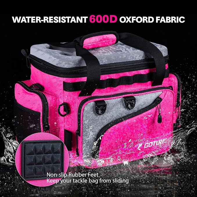 Goture Pink Fishing Rod and Reel Combos with Cooler Tackle Bag, 6FT-9FT Telescopic Fishing Pole with Spinning Reel,4 3600 Trays,Lures,Pliers,Travel Full Kit for Freshwater Saltwater, Women/Beginners