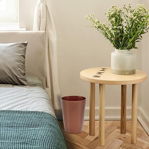 Mini Waste Basket - Durable Small Plastic Garbage Trash Can Bin - Lidless Open-Top Rectangular Slim Profile for Compact Spaces - Suitable for Home, Bathroom, Office, Bedroom, Kitchen and More, Copper