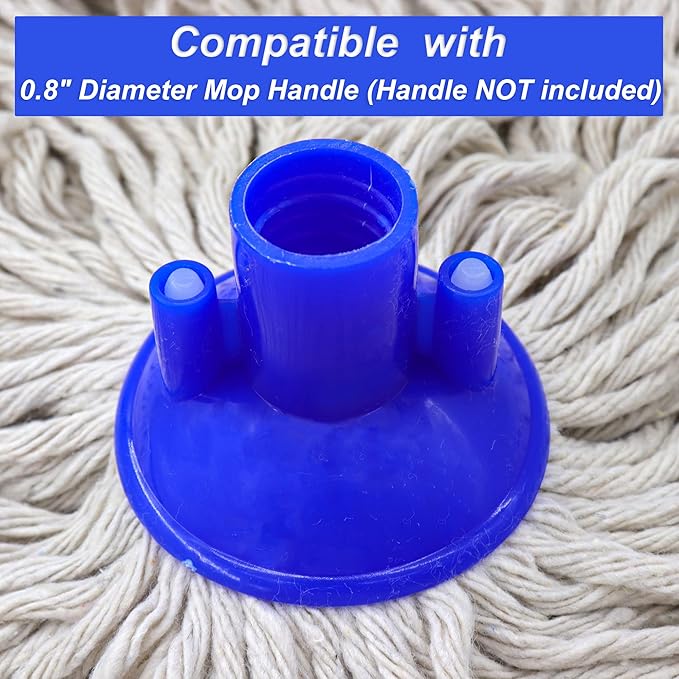 Cotton String Screw on Type Mop Replacement Head Refill Compatible with All Standard US Threading Pole - 3 PCS