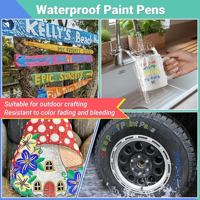 Oil Based Paint Markers, 8 Colors Dual Tip Permanent Paint Pens Paint Markers(0.7mm & 3mm), Waterproof Paint Pen for Rock Painting, Metal Wood Glass Stone Canvas Mugs Fabric Plastic