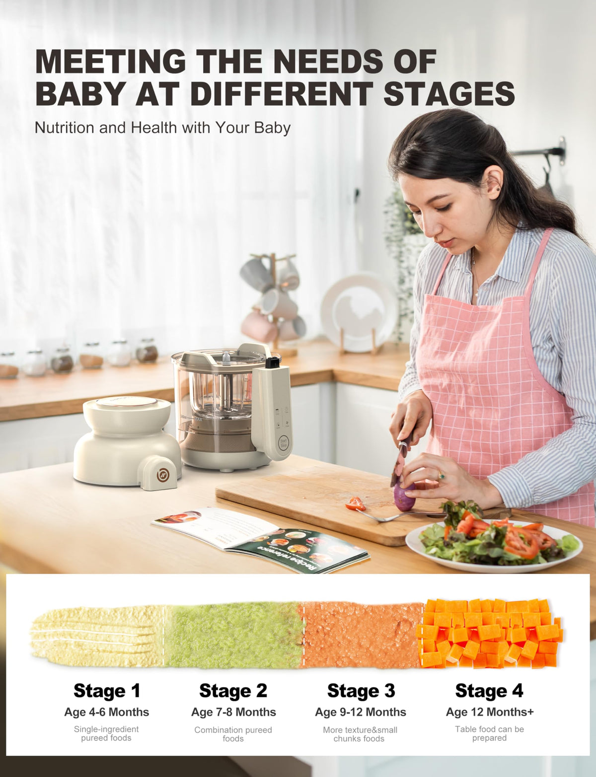 Babynutri Auto Baby Food Maker, Glass Baby Food Mills, Baby Blender & Steamer and Puree Maker with Auto Cooking, Easy Cleaning, Dishwasher Safe, Cook at Home, Touch Screen Control