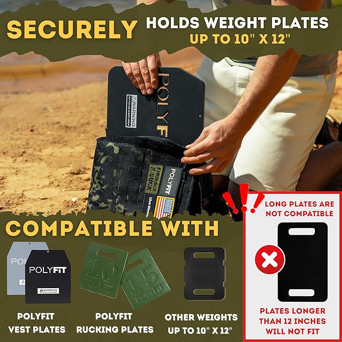 Polyfit Rucking Backpack 2.0 - Weighted Ruck Pack for Weight Plates - Patent Pending Side-Loading Rucksack for Walking, Running, Rucking, Strength and Endurance Training - Tan