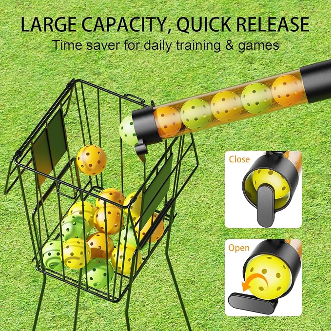 17 Balls Pickleball Ball Retriever & Ball Holder Storage with Strap, Back Saver for Pickleball Accessories, Quick for Pickleball Tube Ball Pickup