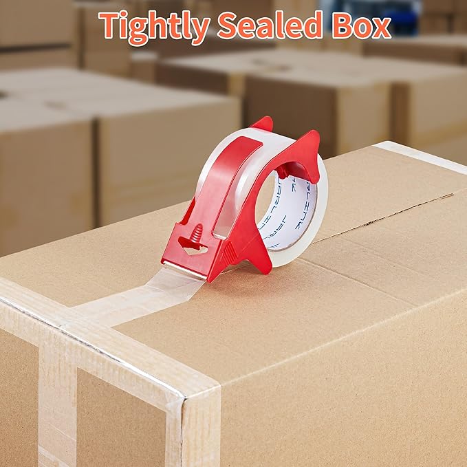 JARLINK 12 Rolls Clear Packing Tape with 2 Dispensers, Heavy Duty Packaging Tape Refills for Shipping Packaging Mailing, 2.8mil Thicker, 1.88 inches Wide, 55 Yards Per Roll, 660 Total Yards