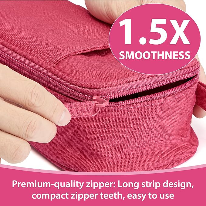 Pencil Case Pouch Box Bag School Supplies Girls Boys Kids, Cute Preppy Stuff Large Big Capacity Aesthetic Pen Organizer, Back to College Stationary, Dark Pink, Heavy Duty Canvas, 1800ml