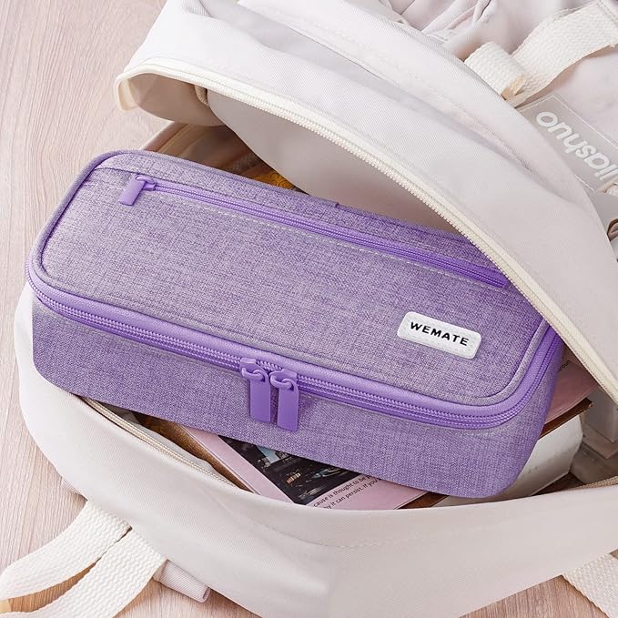 WEMATE Pencil Case, Large Storage Organizer for Stationery, Back - to - School Essential, Teacher Must - have, Big Pencil Pouch, Marker Case School Supplies for College & High School
