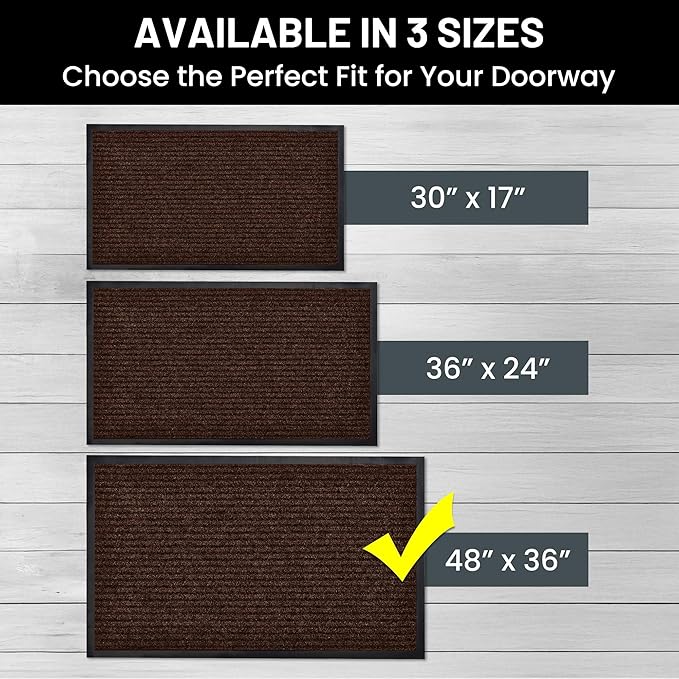 Sierra Concepts Front Door Mat X-Large Welcome Floor Mats - Entryway Indoor Outdoor Entrance Doormat, Patio, Porch, Muddy Dog Shoe, Inside Outside Low Profile 48x36in, 2-Pack Dark Brown