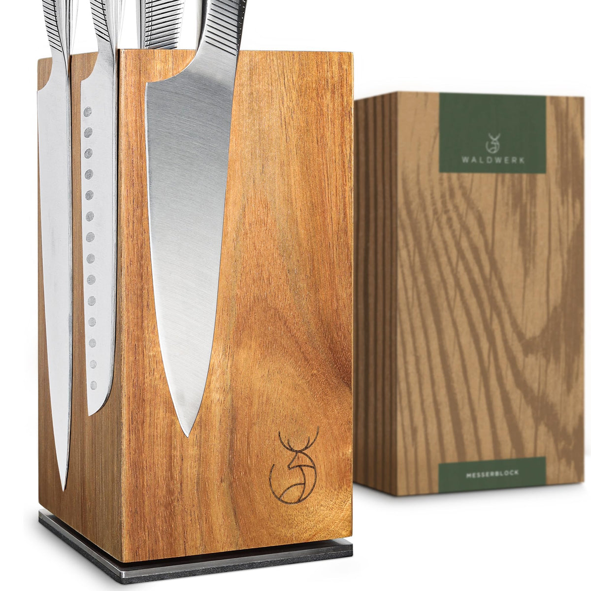 WALDWERK Magnetic Knife Holder Made of Acacia Wood - 360 degree rotatable Knife Block Without Knives - Knife Block - Knife Holder