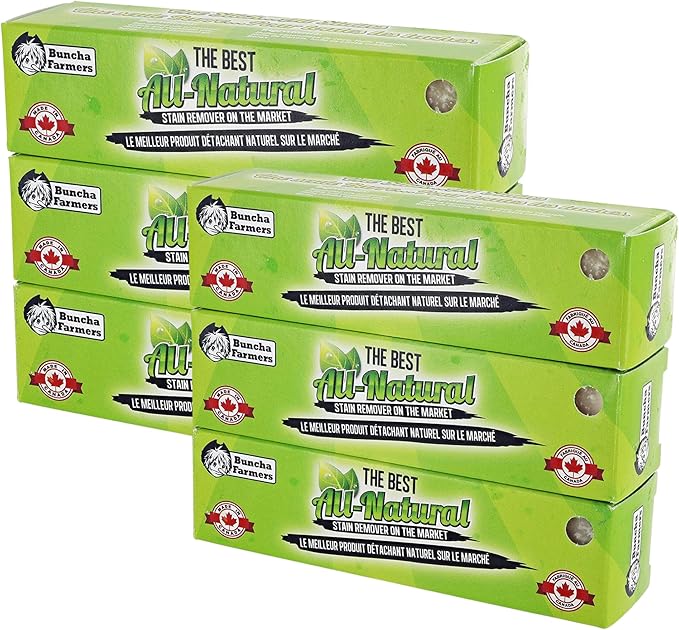 BunchaFarmers All Natural 100% Biodegradable Environmentally Friendly Stain Remover Stick Made in Canada (6 Pack)