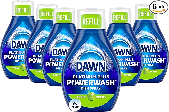 Dawn Platinum Powerwash Dish Spray, Dish Soap Cleaning Spray, Apple Scent Refill, Dish Soap Liquid, 16 Fl Oz (Pack of 6)
