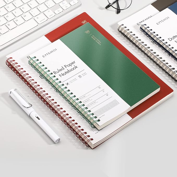 EMSHOI 3 Pack Spiral Notebook 7.48" x 10.15" - B5 Large Composition Notebooks College Ruled, 480 Pages 100gsm Lined Paper, Plastic Hardcover Journals for Writing Women Men Work School Supplies Gifts