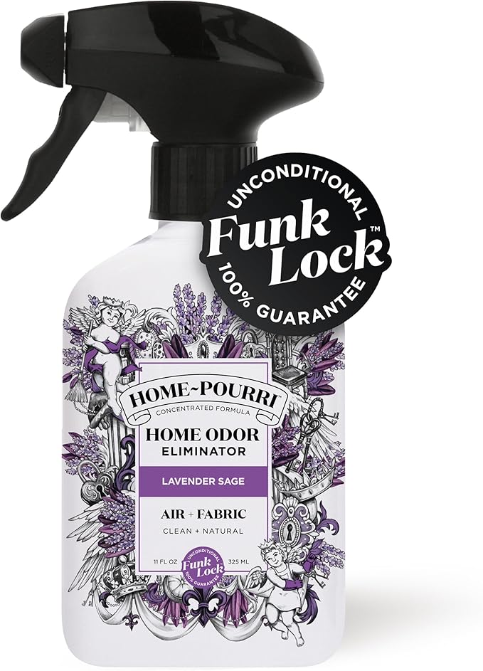 Home-Pourri Air + Fabric Multi-Purpose Odor Freshener Spray, 11 Fl Oz, Up to 570 Uses, Lavender Sage Scent, Room Deodorizer with Essential Oils, for Carpets, Couches, Bedding & Curtains