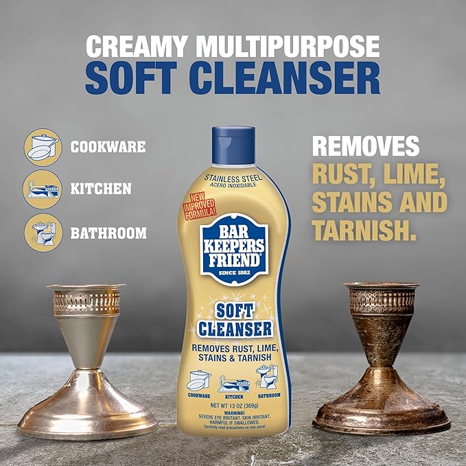 Bar Keepers Friend Soft Cleanser Liquid (2 x 13 Ounce) Multipurpose Cleaner & Rust Stain Remover for Stainless Steel, Porcelain, Ceramic Tile & More