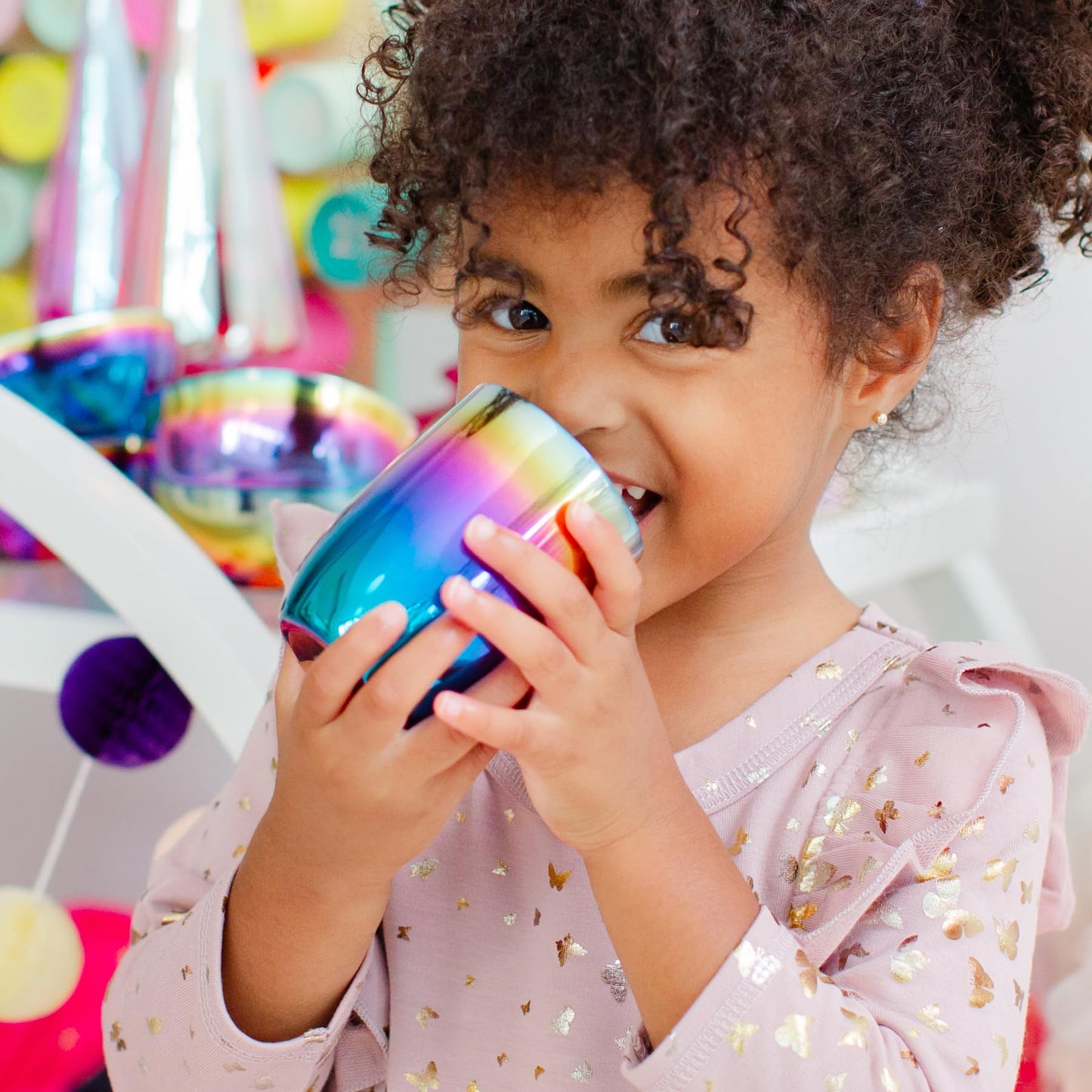 Ahimsa Stainless Steel Kids Cup, Pediatrician Designed, Colorful Toddler Cups for Open Cup Training, 8oz, 100% BPA Free & Dishwasher Safe, Single Rainbow (Rainbow / 1 Cup, 8 oz)