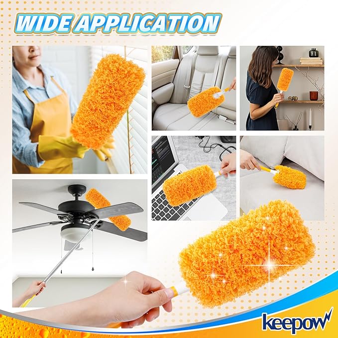 KEEPOW, 6-Pack Microfiber Reusable Refills Compitable with Hand Duster, 360 Degree Dry Microfiber for Cleaning Duster Heavy Duty Refills