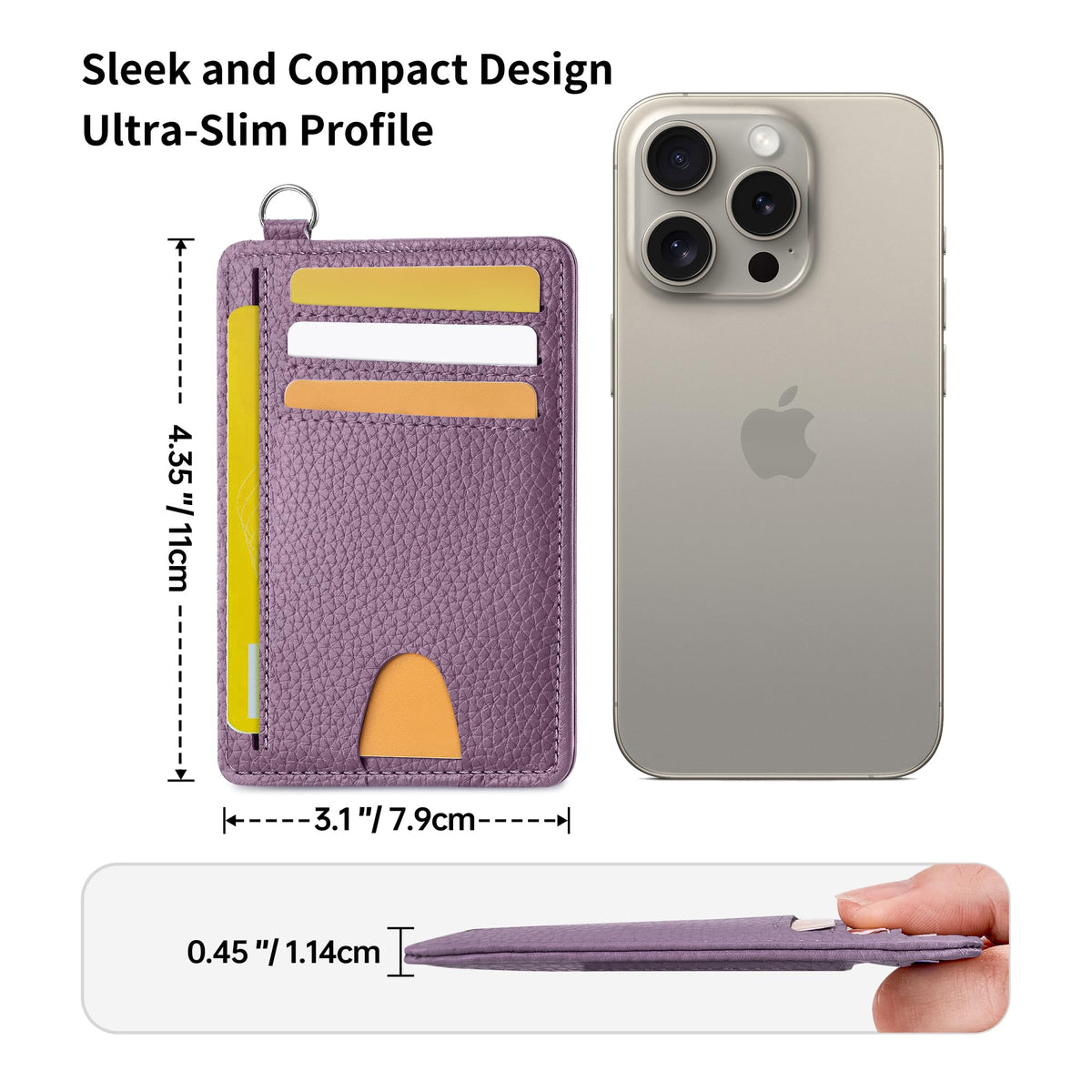 Mayski Slim Wallet, Credit Card Holder for Women, Minimalist Front Pocket RFID Blocking Card Cases, Small Wallet Women Men(Litchi Lavender)